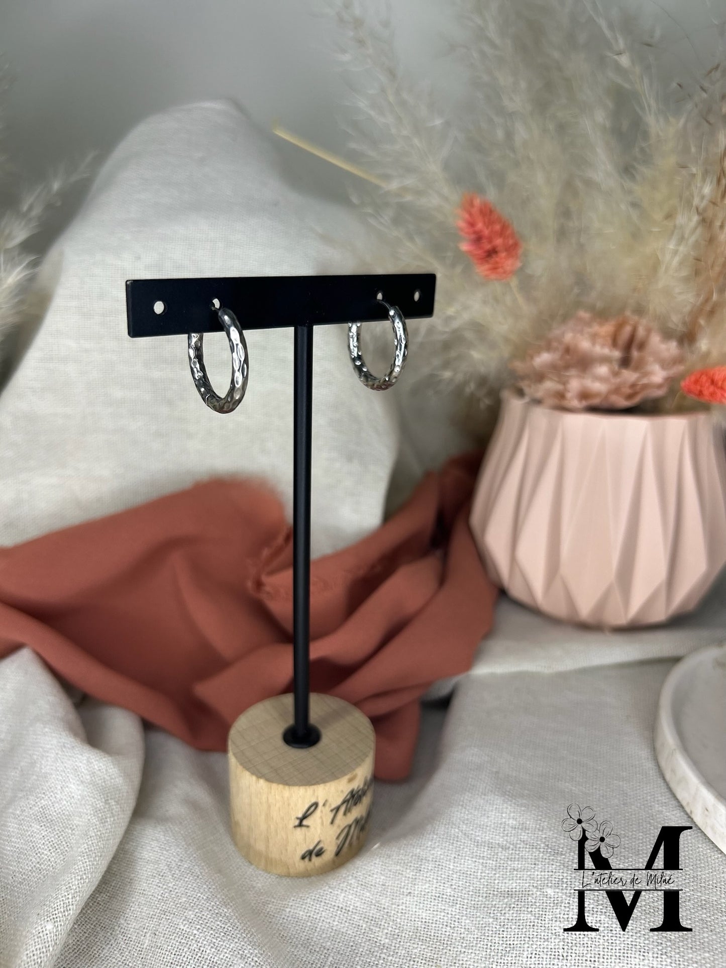 Créoles 22mm martelées dorées ou argentées