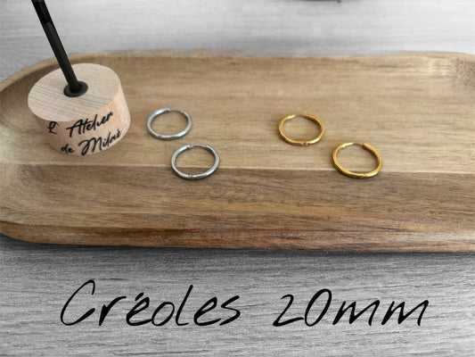Créoles 20mm fines dorées ou argentées