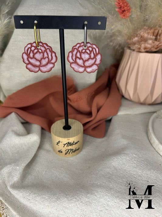 Pampille pivoine terracotta en pâte polymère faite main